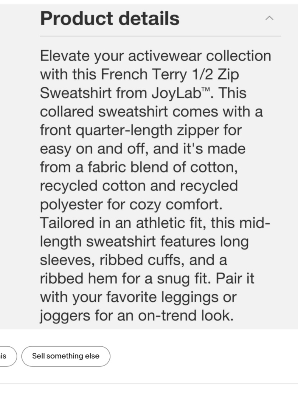 JoyLab Women’s‎ Gray Half-Zip Sweater, Pull Over, Cropped Size L - Picture 6 of 7